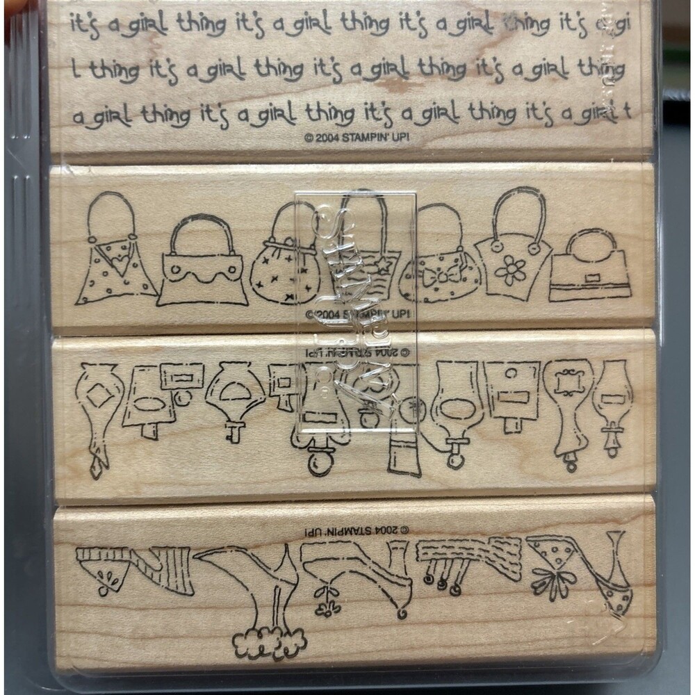 Stampin up! Rubber Stamp Set Borders It's A Girl Thing  Purse Shoes Fashion VNTG
